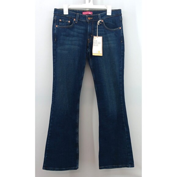 Levis 524 Too Superlow Jeans Women Size 9M Juniors Blue Dark Demim Boot Cut - Picture 1 of 11